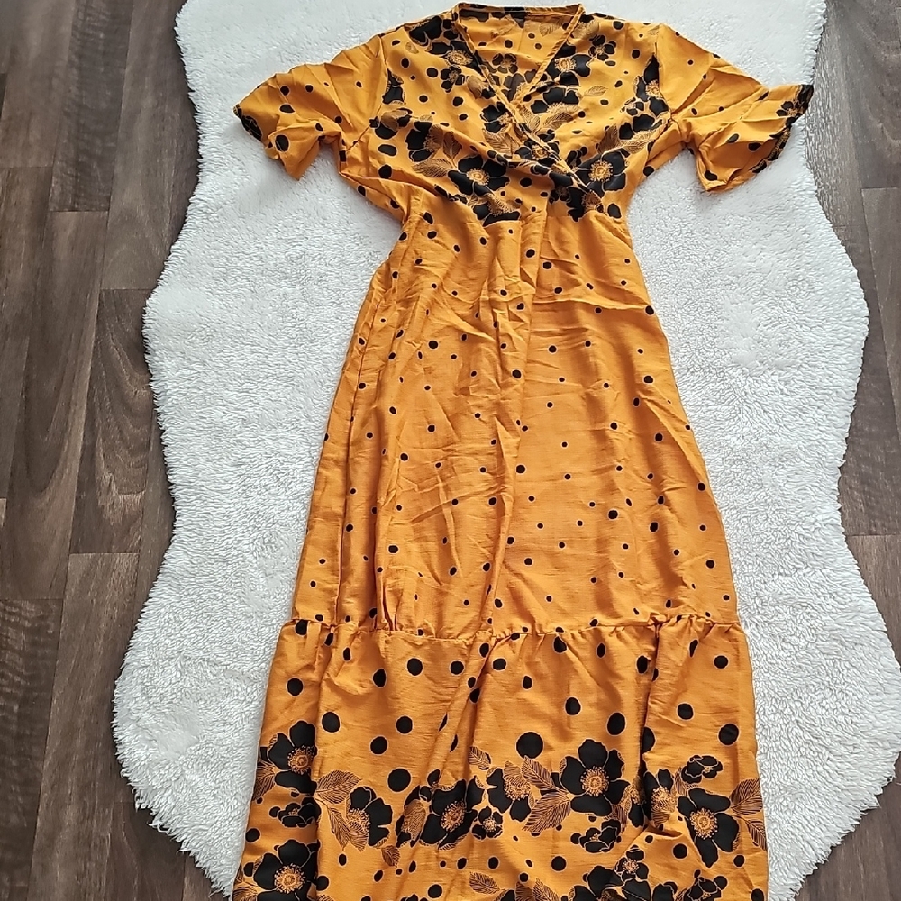 Floral Print Yellow Dress